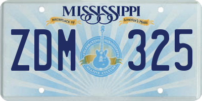 MS license plate ZDM325