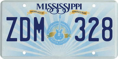 MS license plate ZDM328