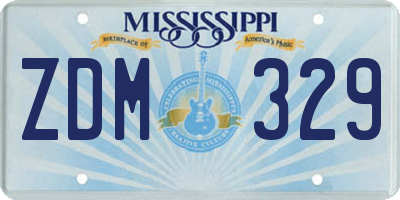 MS license plate ZDM329