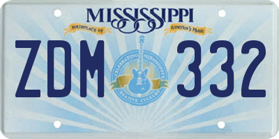 MS license plate ZDM332