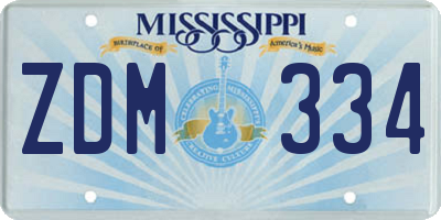 MS license plate ZDM334
