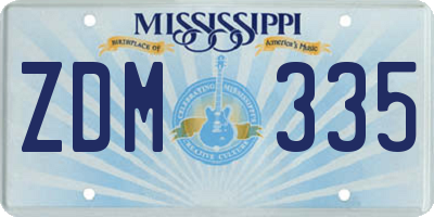 MS license plate ZDM335