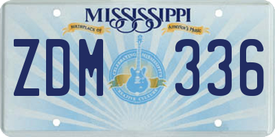 MS license plate ZDM336