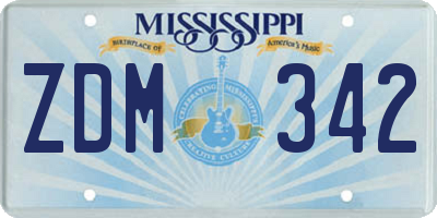 MS license plate ZDM342
