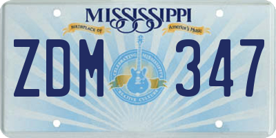 MS license plate ZDM347