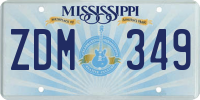 MS license plate ZDM349
