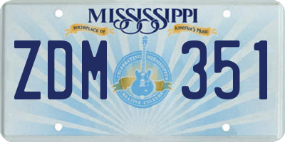 MS license plate ZDM351