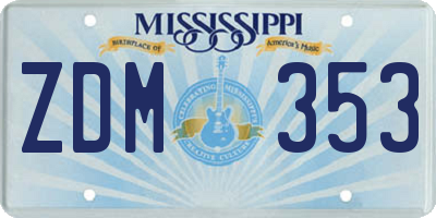 MS license plate ZDM353