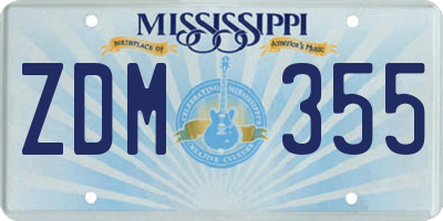 MS license plate ZDM355