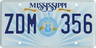 MS license plate ZDM356