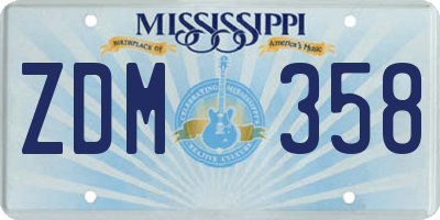 MS license plate ZDM358