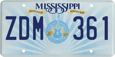 MS license plate ZDM361