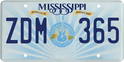MS license plate ZDM365