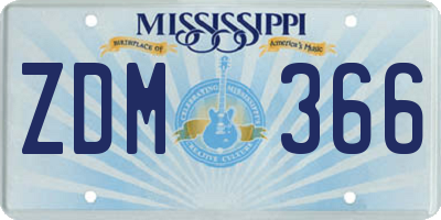 MS license plate ZDM366