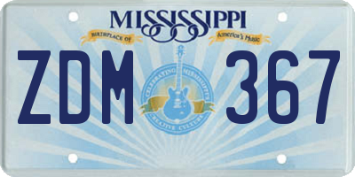 MS license plate ZDM367