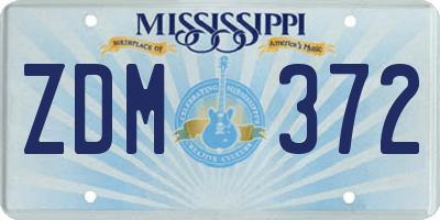 MS license plate ZDM372