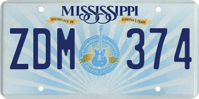 MS license plate ZDM374