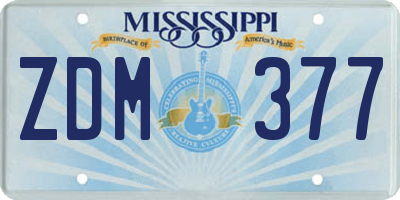 MS license plate ZDM377