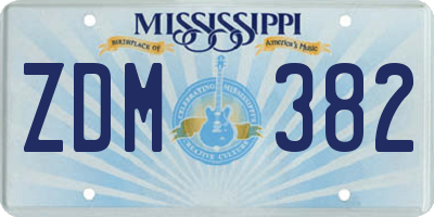 MS license plate ZDM382