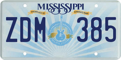 MS license plate ZDM385