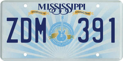 MS license plate ZDM391