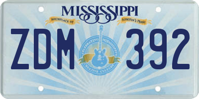 MS license plate ZDM392