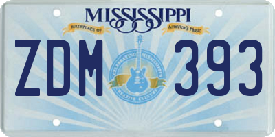 MS license plate ZDM393