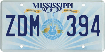 MS license plate ZDM394