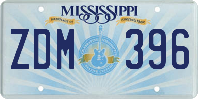 MS license plate ZDM396