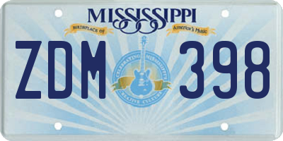 MS license plate ZDM398