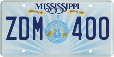 MS license plate ZDM400