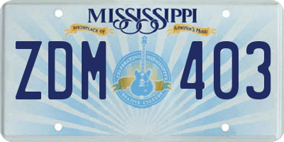 MS license plate ZDM403