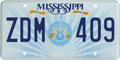MS license plate ZDM409