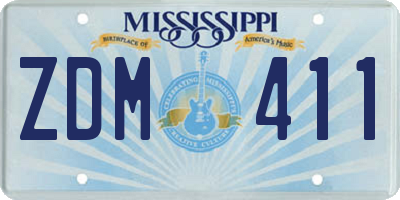 MS license plate ZDM411