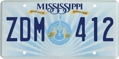 MS license plate ZDM412