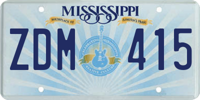 MS license plate ZDM415