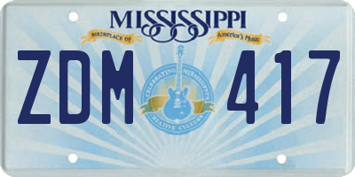 MS license plate ZDM417