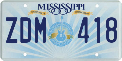 MS license plate ZDM418