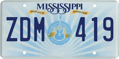 MS license plate ZDM419