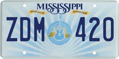 MS license plate ZDM420
