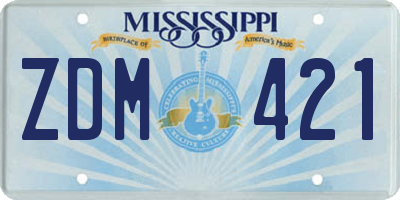 MS license plate ZDM421