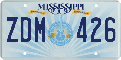 MS license plate ZDM426