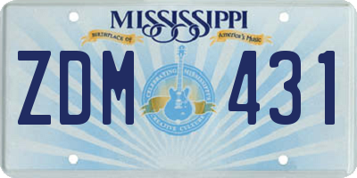 MS license plate ZDM431