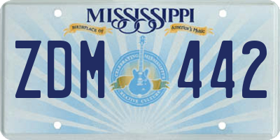 MS license plate ZDM442