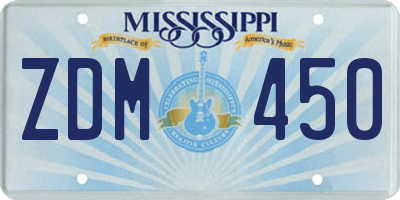 MS license plate ZDM450