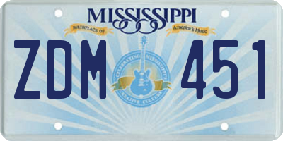 MS license plate ZDM451