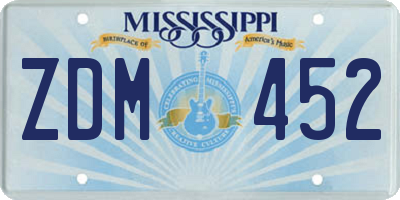 MS license plate ZDM452