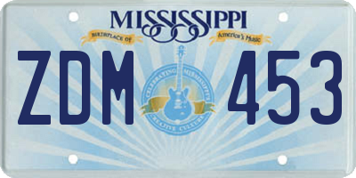 MS license plate ZDM453