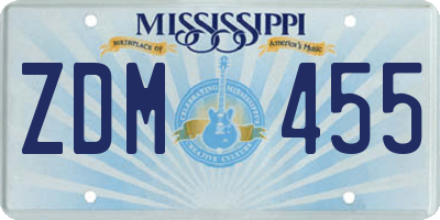 MS license plate ZDM455