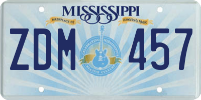 MS license plate ZDM457